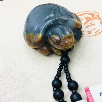 Zheru naravnih Huanglong jade vklesan multicolor zmaj želva obesek s črno ochre noge ogrlica moških in žensk pulover verige
