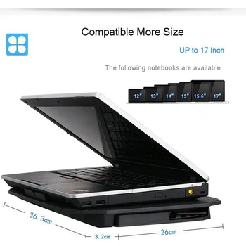 SeenDa Prenosni Hladilnik za Hlajenje Pad 2 USB Vrata in Dve Hladilni Ventilator Nastavljiva Hitrost Notebook Stand za 12-15.6 inch