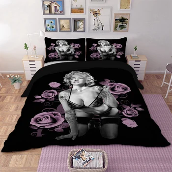 Seksi 3d Marilyn Monroe Posteljnina nabor Rjuhe Kritje Postelja Twin Set kraljica kralj velikost domačega tekstilnega