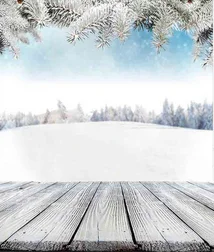 Lyavshi pozimi sneg pokrajino v ozadju modrega neba veje dekoracijo lesenih odbor fotografija studio ozadju