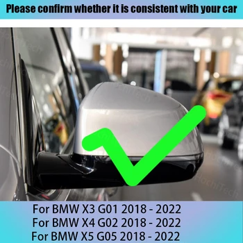 Avto Strani Naslikal Zamenjava Sijajni Ogljikovih Vlaken Vzorec za BMW X3 X4 X5 G01 G02 G05 2018-2022 Rearview Mirror Pokrov