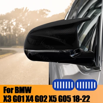 Avto Strani Naslikal Zamenjava Sijajni Ogljikovih Vlaken Vzorec za BMW X3 X4 X5 G01 G02 G05 2018-2022 Rearview Mirror Pokrov