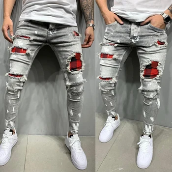 2021 Nov Modni Ulične Denim Jeans Moške Hlače Moški Suh Joggers Raztrgala Človek Zadrgo Hip Hop Harajuku Moški Men Denim
