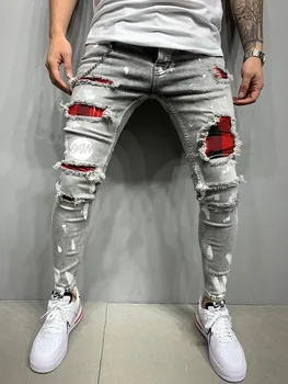 2021 Nov Modni Ulične Denim Jeans Moške Hlače Moški Suh Joggers Raztrgala Človek Zadrgo Hip Hop Harajuku Moški Men Denim