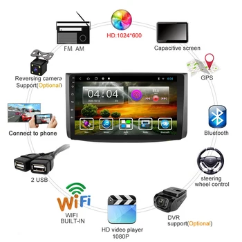 2 Din avtoradio Android 8.1 9 palčni zaslon na Dotik, GPS Navigacija Multimedia Player za Chevrolet Aveo 2006-2012