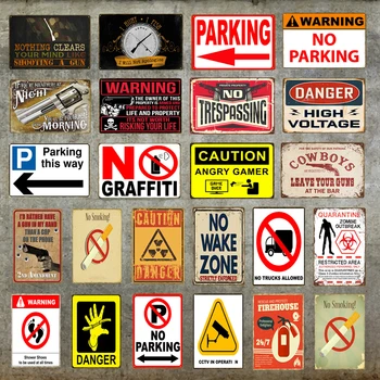 Opozorilo Št Parkiranje Kovine Znaki Tin Plakat Previdno Nevarnost Ne Kaditi Steno Umetnosti Slikarstva Oglaševanje Odbor Vintage Doma Dekor YD019