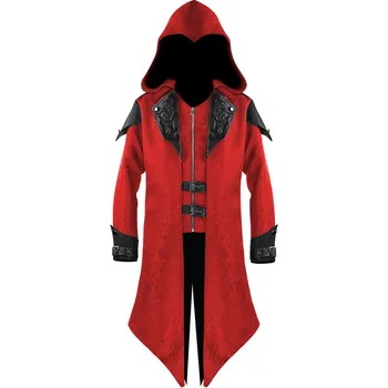 Assassin ' s Creed Cosplay Odraslih Človek, Ženska Ulične Hooded PU Jopiči Outwear Kostum Edward Assassins Creed Halloween Kostum