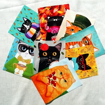Cut mačke Sočna Ročno barvane tkanine, tiskane za diy mozaik doma mix 8pcs decora na steno naravnih 15X20cm