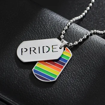 LGBT iz Nerjavečega Jekla kroglice verige gay Nakit Mavrica PONOS & LJUBEZEN Obesek Dvojno plast lezbijke Dodatki
