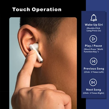 Lenovo LP1 TWS Čepkov Pravi Brezžični BT Slušalke za V uho Šport Čepkov IPX4 Vodotesne Slušalke z Dotikom Kontrolne Bela+Rdeča