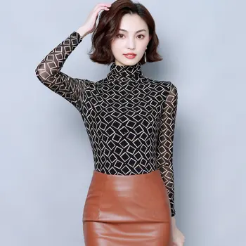 Blusas Mujer De Moda 2020 Ženske Zimske Dolg Rokav Natisnjeni Bluzo Korejski Slog Osnovni Slim Urad Gospe Priložnostne Vrhovi Plus Velikost