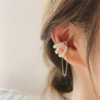 1pcs Pearl uho-Posnetek geometrijske kosti sponke št uho-luknjo uho-posnetek obesek dekle moda listov uhani za ženske do leta 2020 izjavo