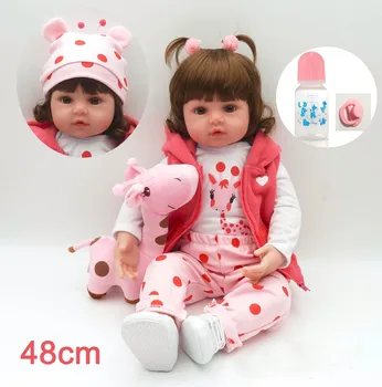 Novo priljubljeno majhna lutka 48 cm/55 cm Silikonski Rodi Otroka Boneca Bebe dekle Prerojeni Lutke z žirafo, lutka Za Otroke Darilo igrača