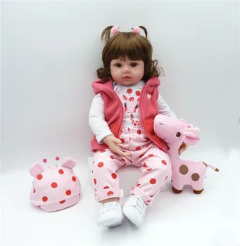 Novo priljubljeno majhna lutka 48 cm/55 cm Silikonski Rodi Otroka Boneca Bebe dekle Prerojeni Lutke z žirafo, lutka Za Otroke Darilo igrača