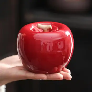 Rdeče Jabolko Za Shranjevanje Kozarcev Čaja Caddies Kositrne Posode, Keramične Čaj Polje Večino Živil Pločevinke, Škatle Za Shranjevanje Začimb Organizator Kuhinjske Potrebščine