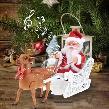 Božič Santa Claus Lutka Elk Sled Igrača Univerzalni Električni Avtomobil z Glasbo Otroci otroški Električni Igrača, Lutka Božič Dom Dekor Darila