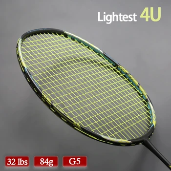 Ogljikovih Vlaken Nanizani Badminton Rackets Teža Svetlobe 4U 84 g G5 Žaljivo Tip Lopar 24-32LBS Loparji, Torbe Hitrost Raquette