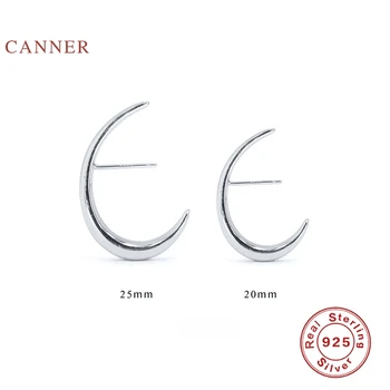 CANNER 925 Sterling Srebrni Uhani Za Ženske 20 mm 25 mm Preprost C-tip Huggie Piercing Stud Uhani Pendientes Nakit Joyero