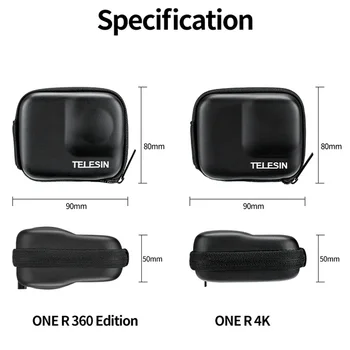 TELESIN Mini EVA Prenosni stroage torba za Fotoaparat Torba pol-odprite zaščitni pokrov za Insta360 ENEGA R 360 Edition/ EN R 4K Dodatki