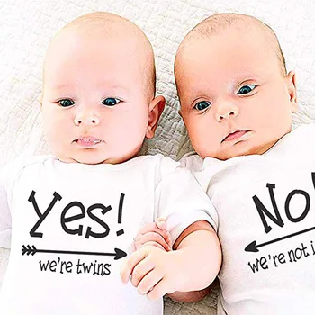 YSCULBUTOL Baby Twins Bodysuits Da Smo se Dvojčka Ne Bomo Identični Dvojčki Obleke, Fantje, Dekleta Obleke Newborn Baby Tuš Darila