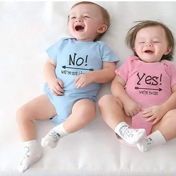 YSCULBUTOL Baby Twins Bodysuits Da Smo se Dvojčka Ne Bomo Identični Dvojčki Obleke, Fantje, Dekleta Obleke Newborn Baby Tuš Darila