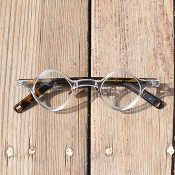 Ročno Izdelani Letnik Super Samll Čudno Acetat Eyeglass Okvirji Svetlobni Polno Platišča Moški Ženske Unisex B008