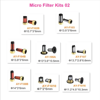 Brezplačna dostava 120pieces mikro filter za vbrizgavanje goriva wholesales visoke kakovosti goriva napajanje filter z 8kinds postavka