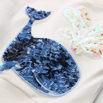 Dekleta Sweatshirts 2021 Pomlad Jesen 2-12 Let O-Vratu Dolg Rokav Risanka Dolphin Mozaik Bluze Baby Otroci Dekle Znoj Majica