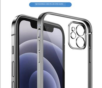 Jasno Nazaj Kritje Za Iphone 12 Pro MAX Primeru Anti-fingerprint kvadratnih luksuzni okvir soft Smaphone Primeru Za Iphone Mini 12 11 pro