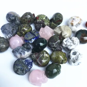 1 palca Naravnih Rock kristalne lobanje Mešani mineralnih materialov ročno izrezljane kristalne lobanje za Dekoracijo