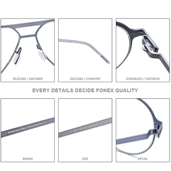 FONEX Zlitine Očala Okvir Moških 2020 Novi Pilot Optični Kratkovidnost Recept Oči Očala za Moške Polno Koreja Brezvijačno Očala 991