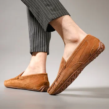 Mehki čevlji Moški Loafers Krava antilop Usnja Modne blagovne Znamke Mens Stanovanj zdrsne na Vožnjo Čevlji moški priložnostne čevlji stanovanj udoben obutev