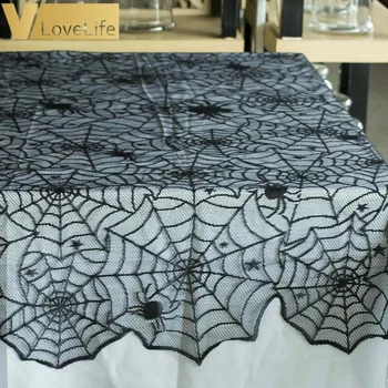 54*72inch Halloween Namizni prt Spider Web Črne Čipke Tabela Kritje Halloween Party Potrebščine, Namizni Okras Doma Tekstilnih