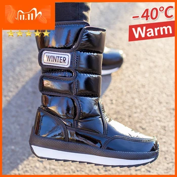 Ženske škornji 2020 pozimi sneg škornji nepremočljiva drsi ženske zimskih čevljev debel krzno visoke kakovosti toplega zagona