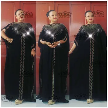 2019 Nove Afriške Design Bazin Šifon Dolgo Palico Diamond Rokav Dashiki Oblačenja Za Gospo dolžina:140 cm Širok:115cm(zuan#)