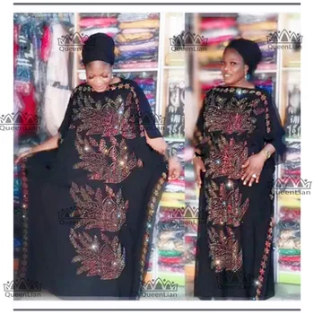 2019 Nove Afriške Design Bazin Šifon Dolgo Palico Diamond Rokav Dashiki Oblačenja Za Gospo dolžina:140 cm Širok:115cm(zuan#)