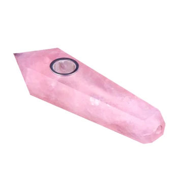 1PC Natutal Rose Quartz Crystal Cevi Roza Kristalno Kajenje Zdravljenje dragih kamnov, Reiki, Srce Darilo Tobačne Pipe+2 Filtri