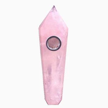 1PC Natutal Rose Quartz Crystal Cevi Roza Kristalno Kajenje Zdravljenje dragih kamnov, Reiki, Srce Darilo Tobačne Pipe+2 Filtri