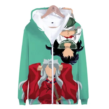 Zimo Mens Jopiči in Coats Japonske Anime Inu Yasha Inuyasha 3D pulover s kapuco Runo Zadrgo Hooded Majica Outwear Cosplay Kostum