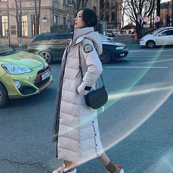 2021 Dolgo Oblazinjeni Navzdol Jopiči Zgostitev Toplo Slim Hooded Zimski Plašči, Dame Trdna Korejski Plus Velikost Oblačila Za Ženske Modni Nova