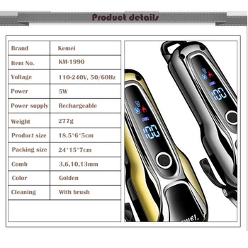 KEMEI 100-240V za ponovno polnjenje hair trimmer profesionalni električni sušilnik clipper brado akumulatorski brivnik lase rezalnik za britje, pralni
