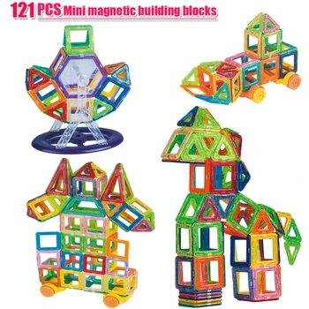 121pcs Mini Magnetni gradniki Magnetni Oblikovalec Oblikovalec Set Model & Stavbe Magnetni Bloki, Izobraževalne Igrače Za otroke