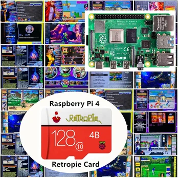 RetroPie SD 128GB Za Raspberry Pi 4 10000+ Igre 45+ Emulators Prednaložena Diy Posnemanje Postaja ES NES FC PS NEOGEO PSP PC
