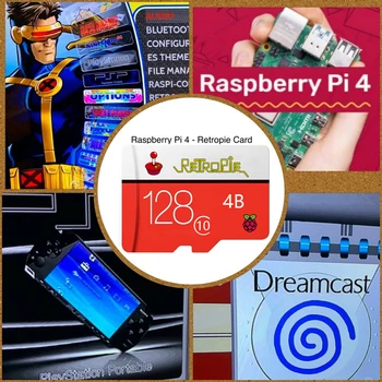 RetroPie SD 128GB Za Raspberry Pi 4 10000+ Igre 45+ Emulators Prednaložena Diy Posnemanje Postaja ES NES FC PS NEOGEO PSP PC