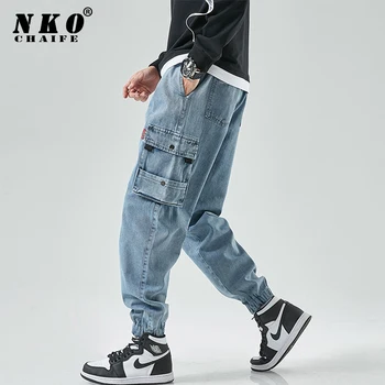 CHAIFENKO Novo Hip Hop Tovora Jeans Hlače Moški Modni Priložnostne Harem Joggers Hlače Moški Ulične Denim Kavbojke Moški Plus Velikost M-8XL
