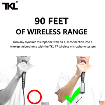 TKL T-7 UHF Brezžični Mikrofon kombinirani priključek XLR Oddajnik In Sprejemnik 6,5 mm Vtič za Polnjenje Komplet Za Ročni Mikrofon Prejeli 30 m