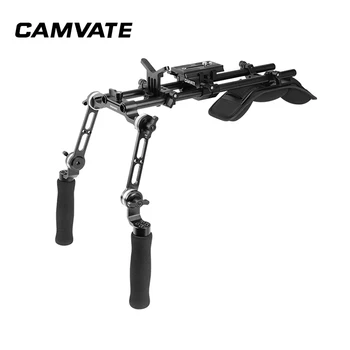 CAMVATE Pro Ramenski Gori Ploščad S Manfrotto QR Baseplate & Dual Rosette Podaljšanje Roka Handgrips Za DSLR Fotoaparat /DV Kamere