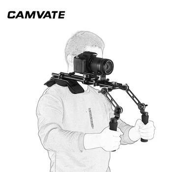 CAMVATE Pro Ramenski Gori Ploščad S Manfrotto QR Baseplate & Dual Rosette Podaljšanje Roka Handgrips Za DSLR Fotoaparat /DV Kamere