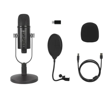 USB Kondenzatorskega Mikrofona, Kompleti Žični Mikrofon z Mic Stojalo za Domači Računalnik Oddaja Snemanje Igra Audio Studio mikrofon