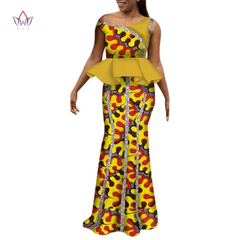 2020 Afriške Obleke Za Ženske brez Rokavov Gospe Obleko Africaine Dashiki Moda Nigerijski Tradicionalna Oblačila Plus Velikost WY6238